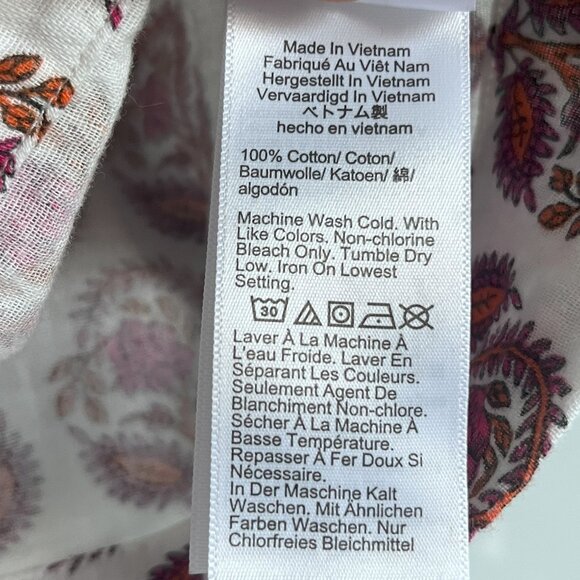 J.Crew Cora Soft Gauze Top Bouquet Block Print Floral Cotton Blouse XS Fits S/M - Picture 5 of 5